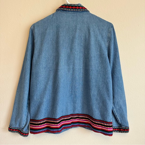 Vintage Teddi Embroidered Denim Jacket Medium Boho Floral Cottagecore Y2K - Picture 2 of 9